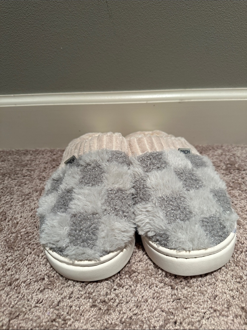 Plush Grey Slip-On Shoes